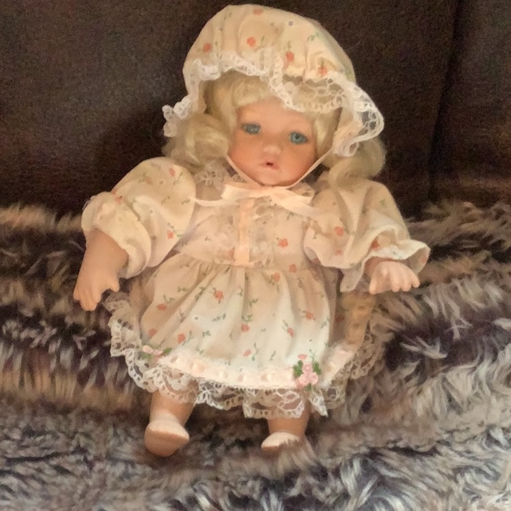 Floral Baby Doll with Bonnet